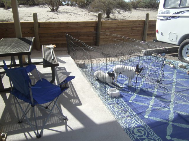 Outside with the crew