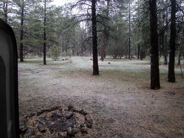 Snow at Willard Springs, AZ -- View from the door